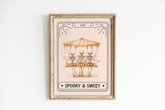 Skeletons Tarot Halloween Wall Art Kids Decor Nursery Gift For