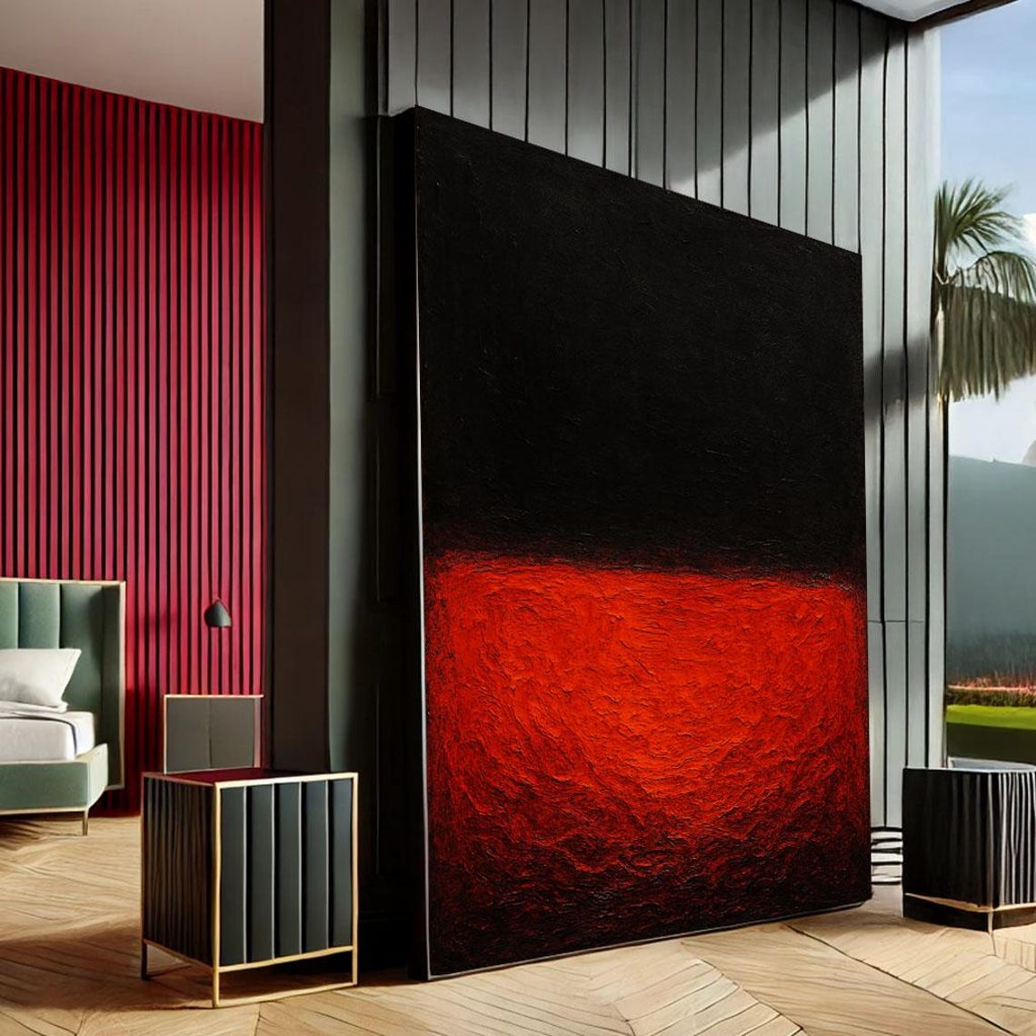 Mark Rothko Inspired Black Red Color Field Modern Abstract Poster