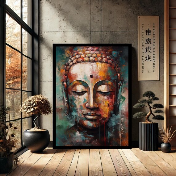 Colorful Buddha Buddhism Canvas Print Painting Wall Art Modern Abstract Home Decor
