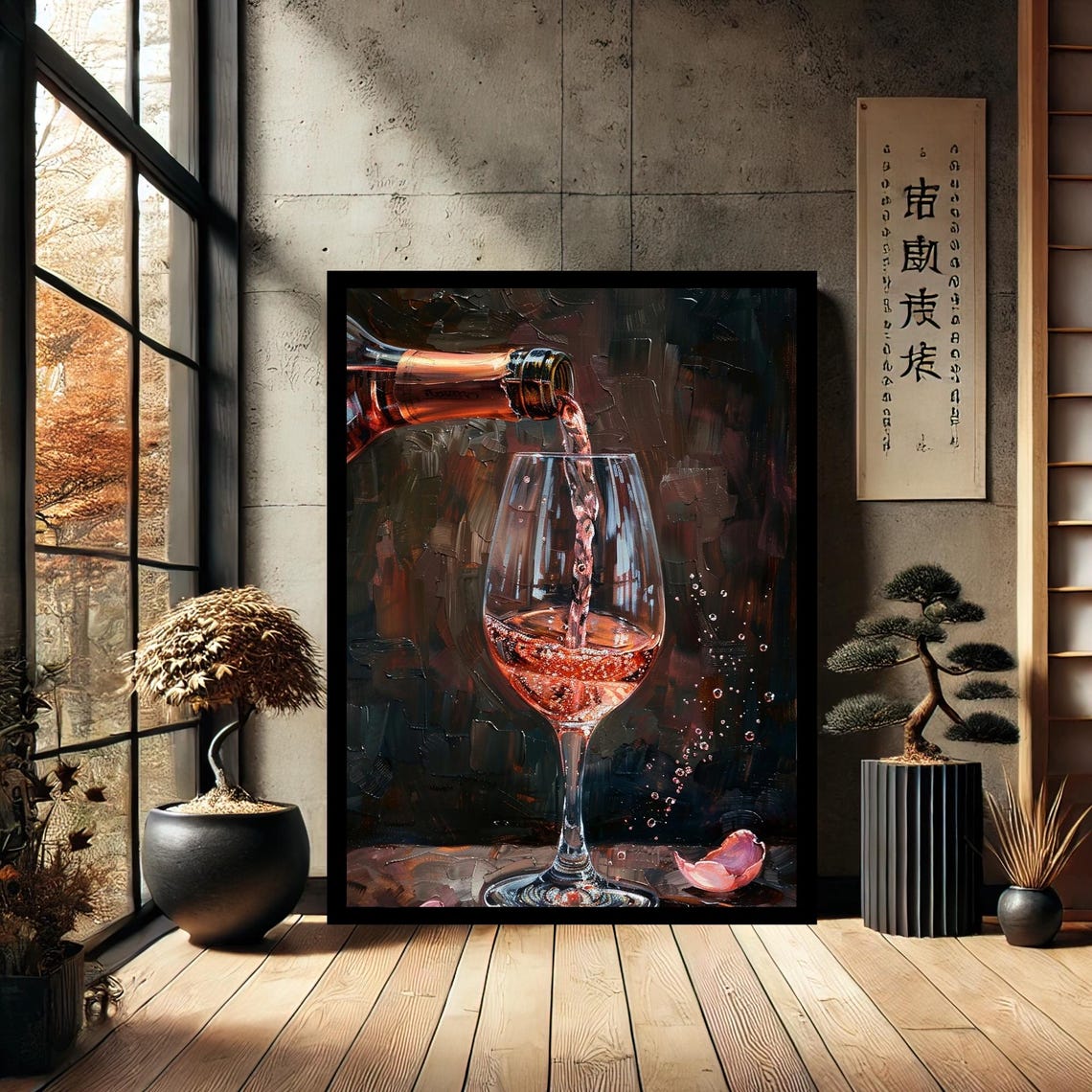 Wine Glass Kitchen Decor Canvas Wall Art Modern Print Painting Abstract For Home