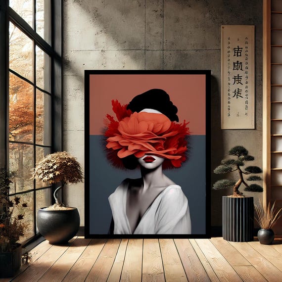 Flower Beautiful Female Mannequin Portrait Home Decor Canvas Wall Art Modern Print Abstract For