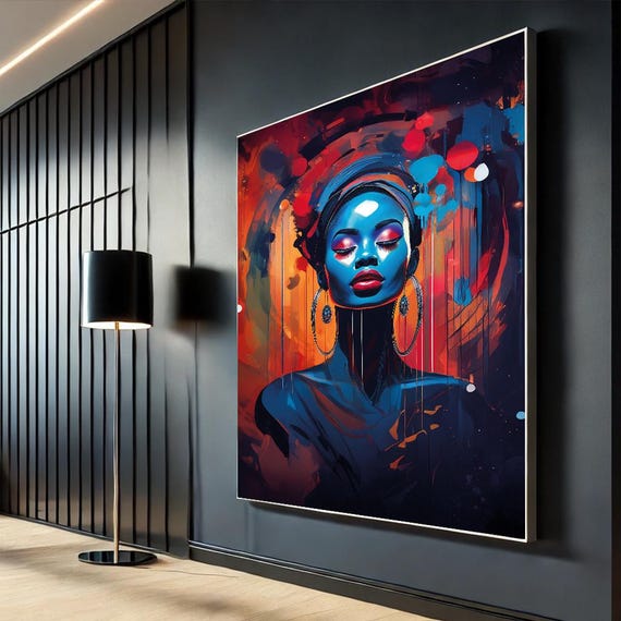 Vibrant Abstract Woman Canvas Wall Art Print Bold Colorful Modern For Home Office Or Living Room