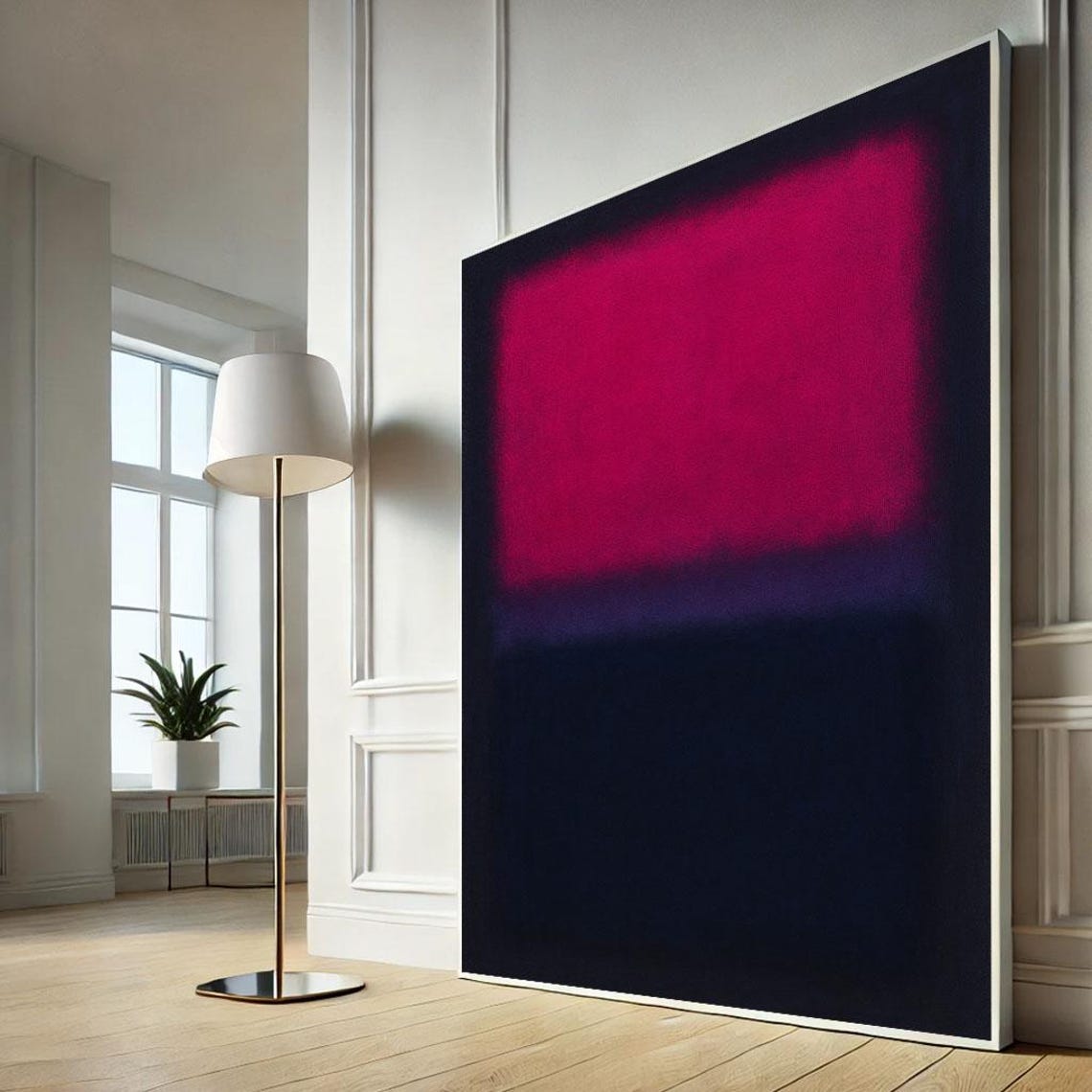 Bold Red And Black Abstract Color Field Canvas Style Modern Wall Art