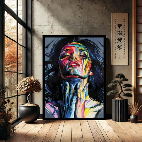 Abstract Colorfully Woman Portrait Art Canvas Wall Modern Print Painting