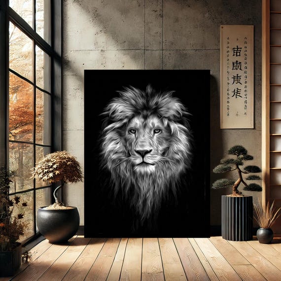 African Lion Animals Canvas Wall Art Modern Print Abstract Decor For Home