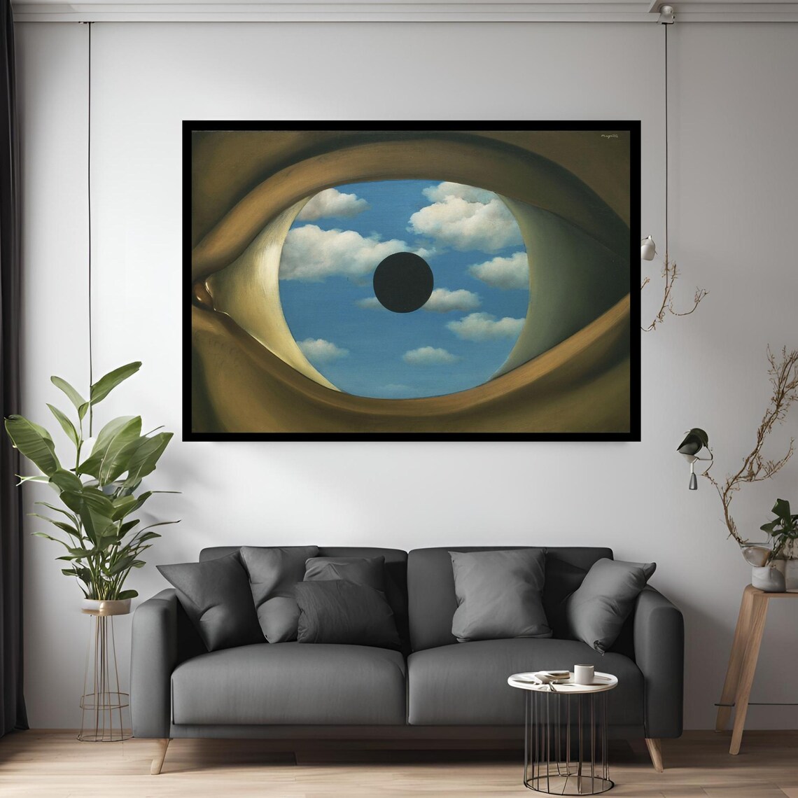 Rene Magritte The False Mirror Surrealist Eye Sky Clouds Painting Poster