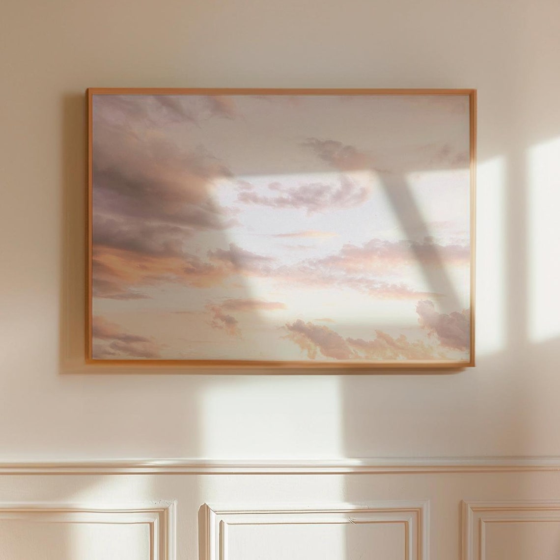 Pastel Sunset Clouds in Pink and Gold Tones Horizontal Sky Poster