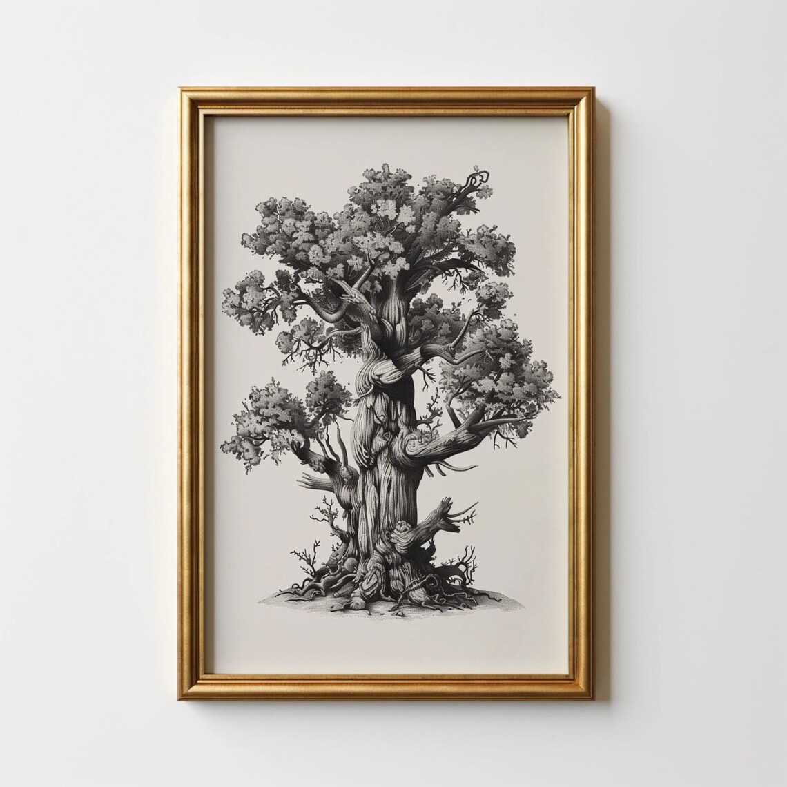 Vintage Ancient Tree Drawing, Rustic Sketch Print
