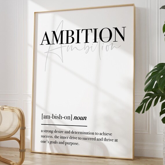 Ambition Definition Print Motivational Prints Home Office Wall Art Gym