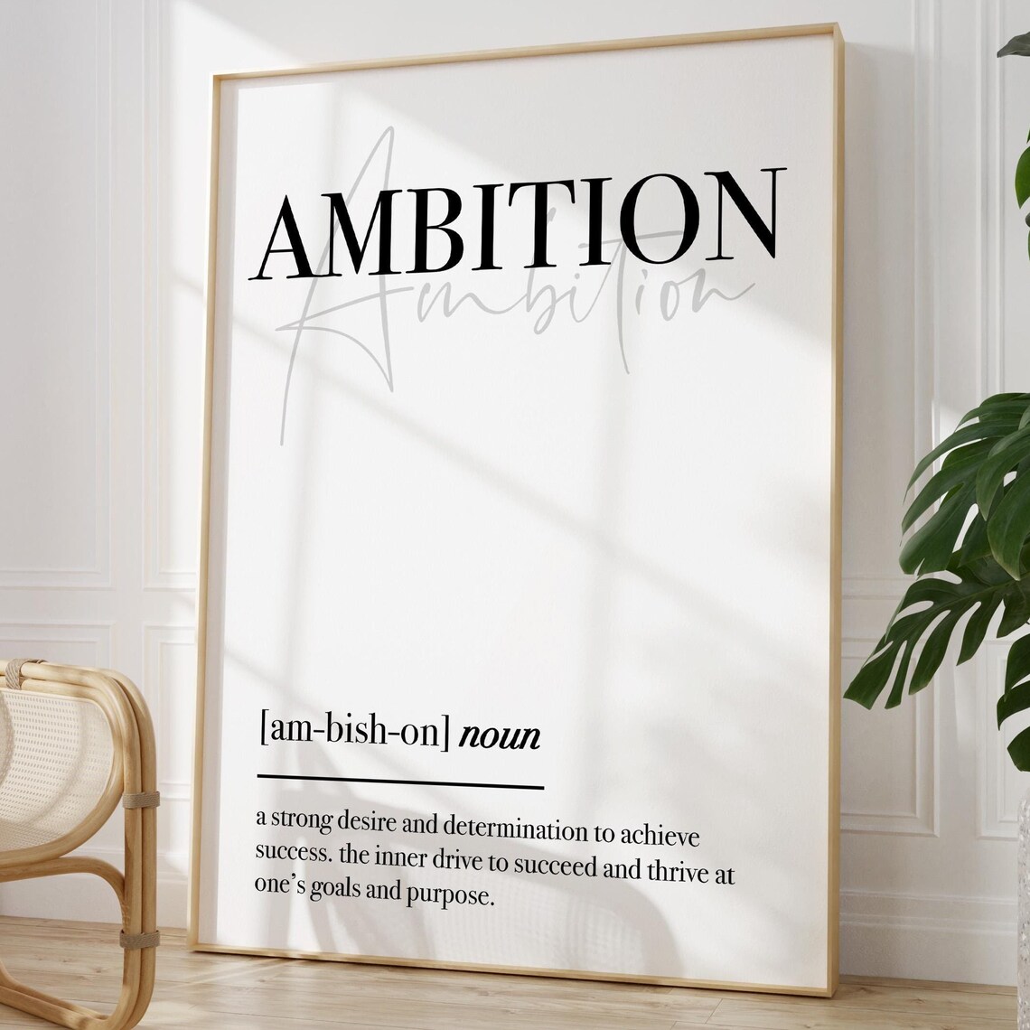 Ambition Definition Print Motivational Prints Home Office Wall Art Gym