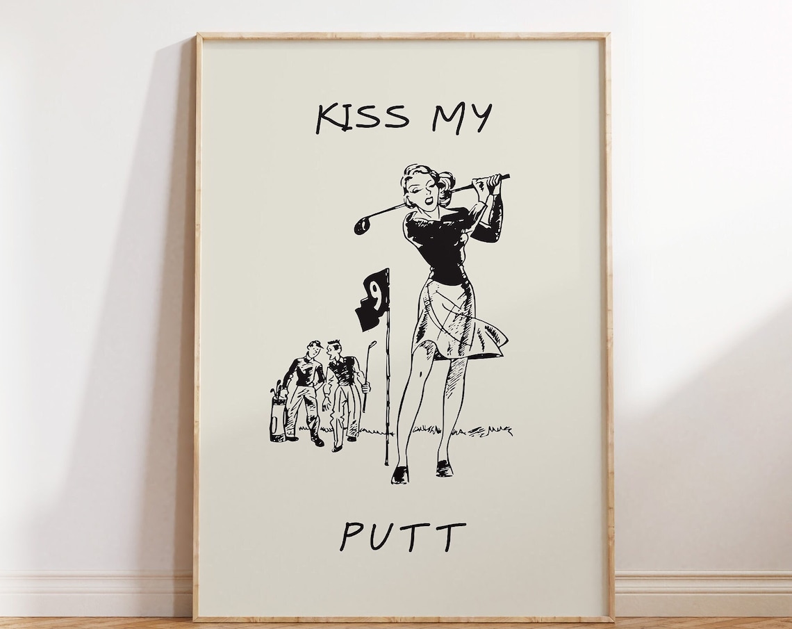 Vintage Golf Female Golfer Poster, Funny Golf Pun