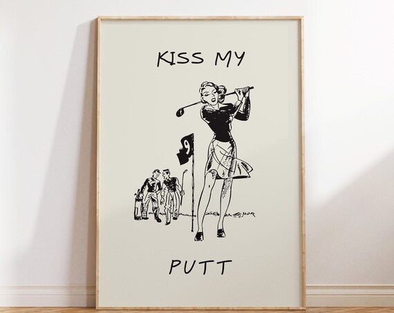 Vintage Golf Female Golfer Poster, Funny Golf Pun