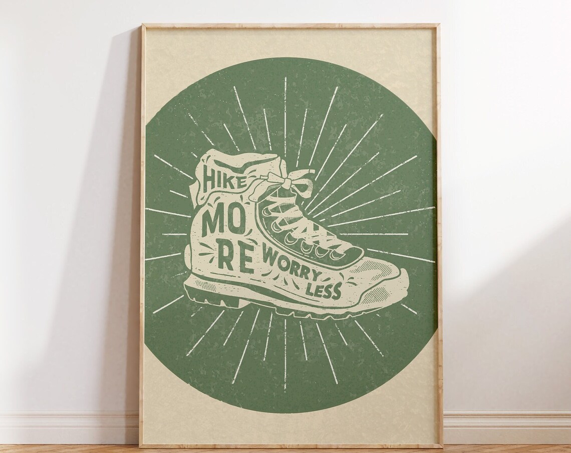 Retro Hiking Art Print, Vintage Adventure Poster