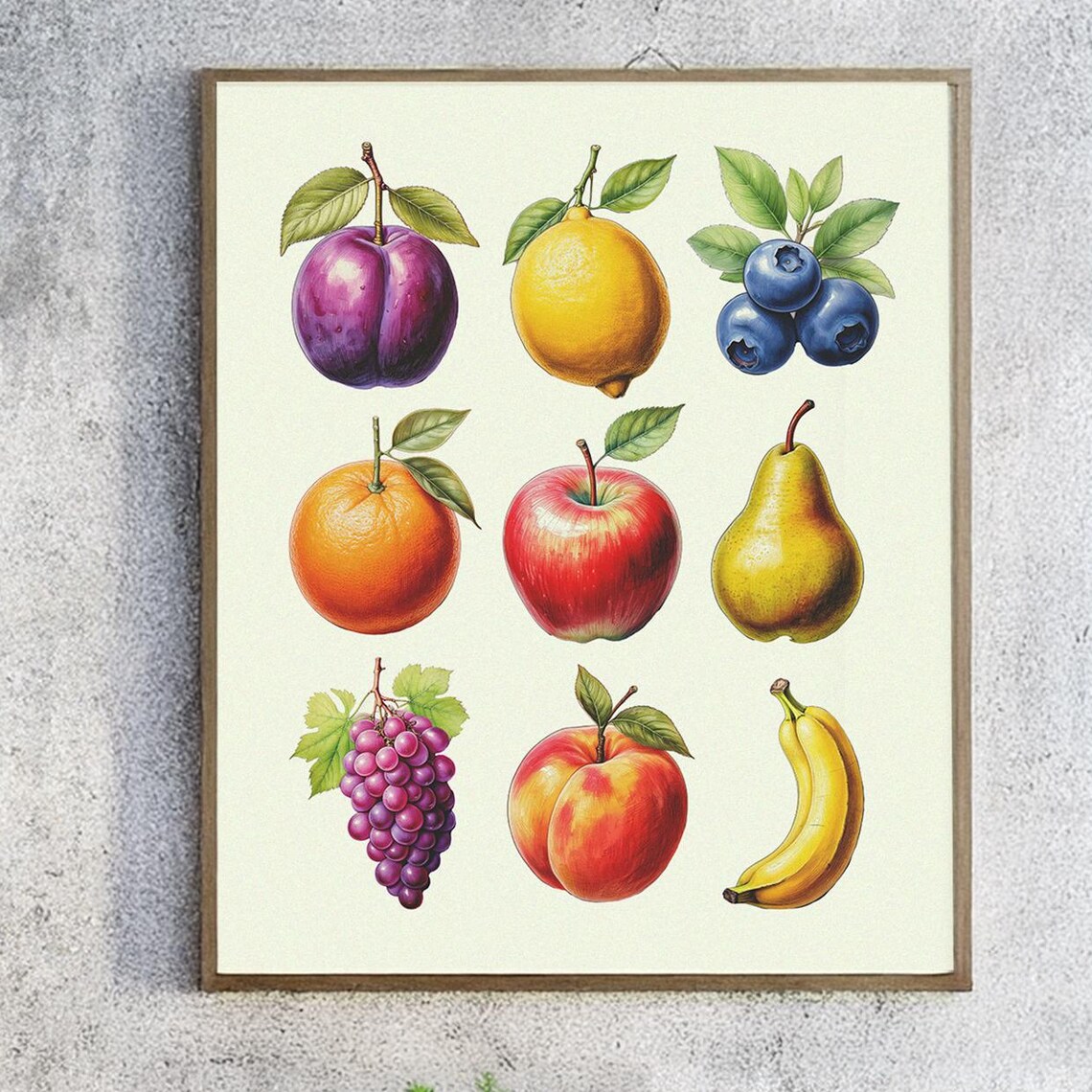 Vintage Botanical Fruit Collection Nine Fruits Illustration Art Poster - Image 3