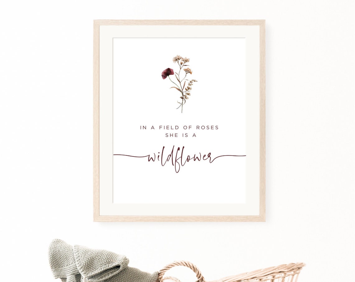 Nursery Decor Girl In A Field Of Roses She Is A Wildflower Girl Nursery Wall Art Boho Nursery Decor Floral Baby Room Baby Shower Gift