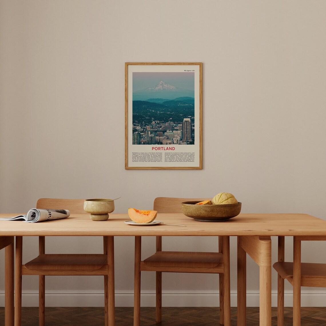 Portland Oregon Skyline Mount Hood Film Photography Travel Poster - Image 3