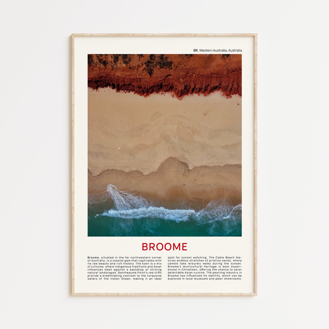Broome Western Australia Aerial Red Cliffs Cable Beach Photo Poster