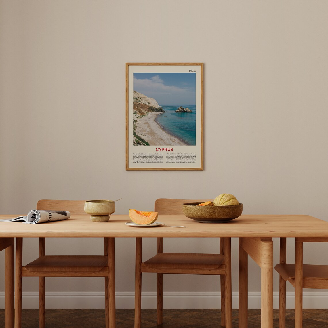Cyprus White Cliffs Turquoise Beach Film Photo Travel Poster - Image 4