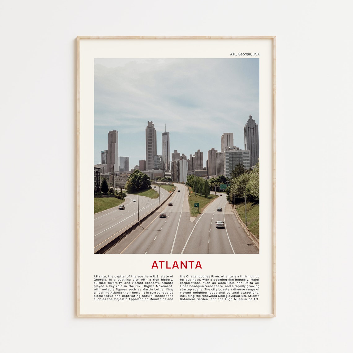 Atlanta Print Film Photo Atlanta Wall Art Atlanta Poster Atlanta Photo Atlanta Poster Print Georgia Wall Decor Usa Poster Print