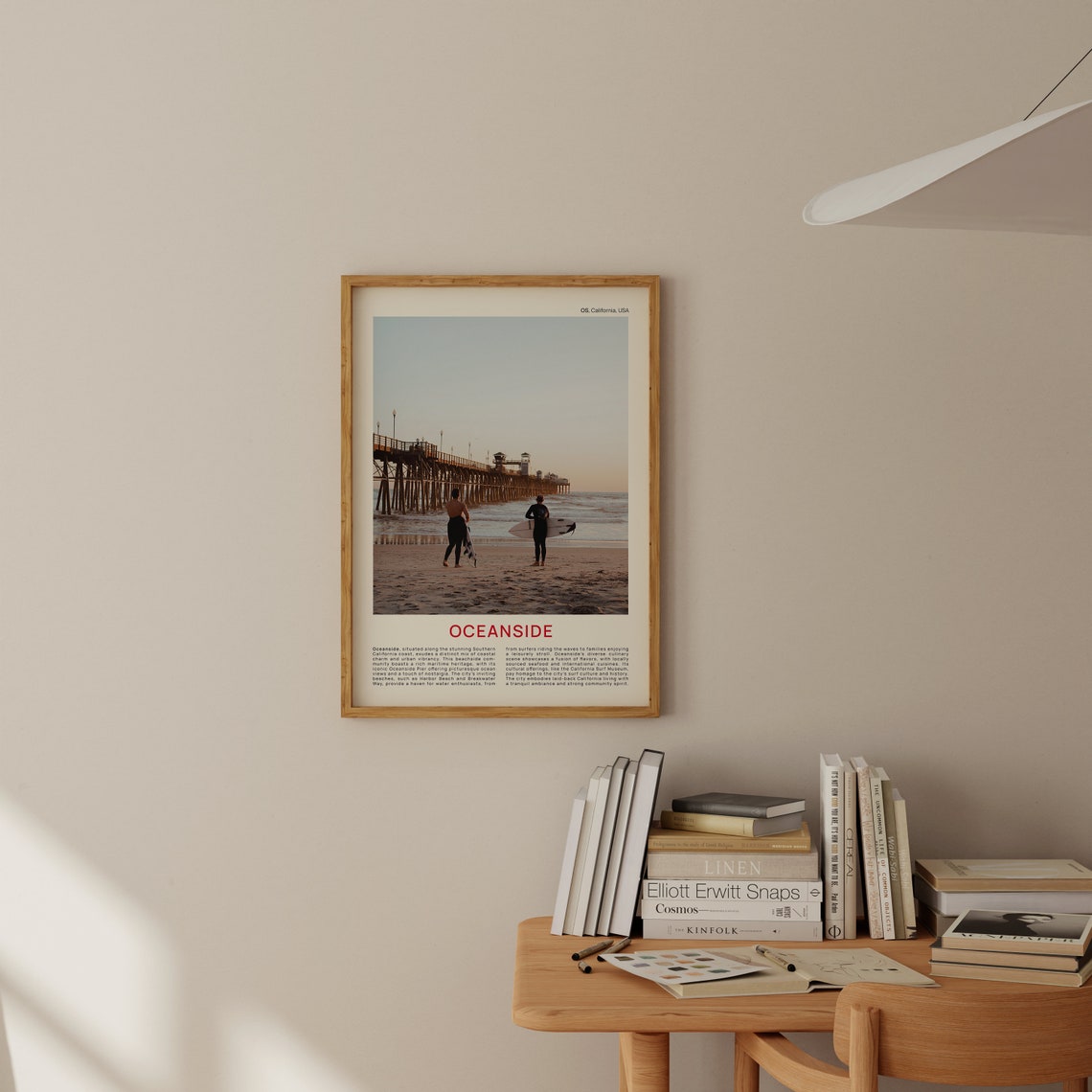 Oceanside Pier With Surfers On The Beach California Travel Poster - Image 2