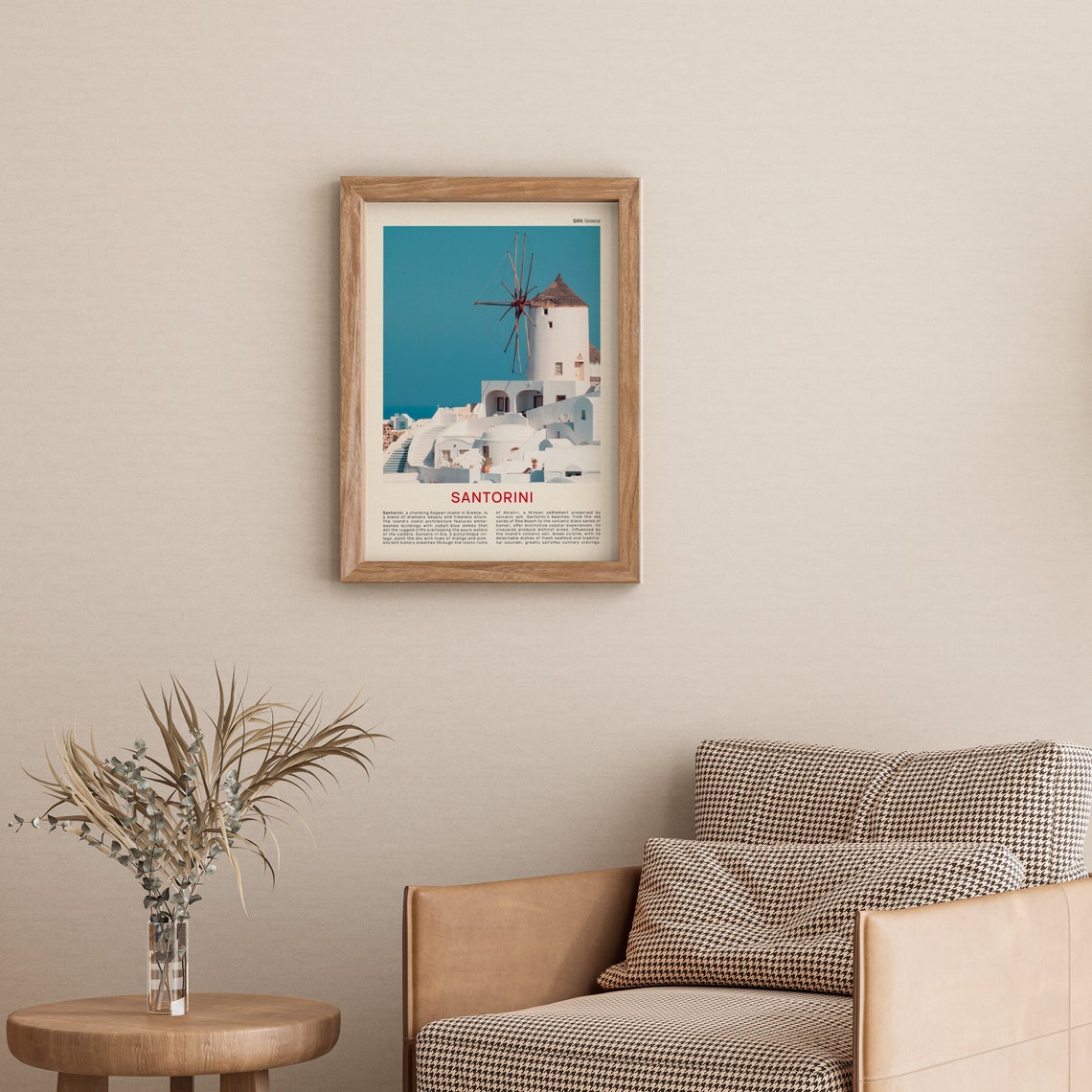 Santorini Greece Windmill Whitewashed Village Photo Travel Poster - Image 3