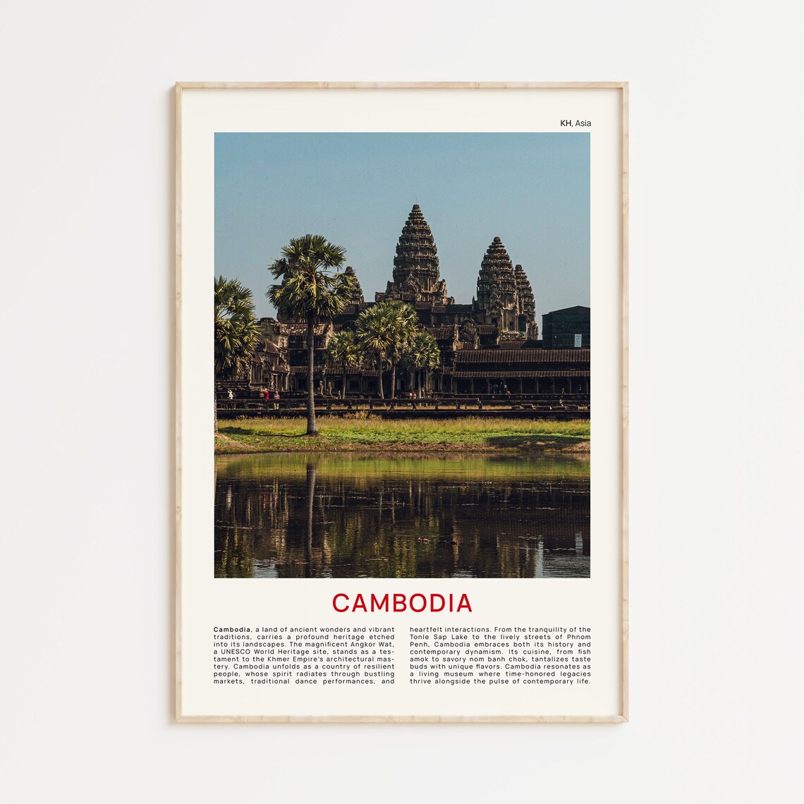 Cambodia Angkor Wat Ancient Temple Towers Reflection Film Poster