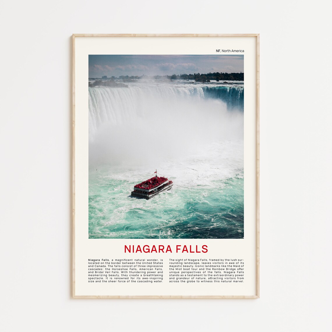 Niagara Falls Mist Boat Horseshoe Falls Aerial Travel Poster