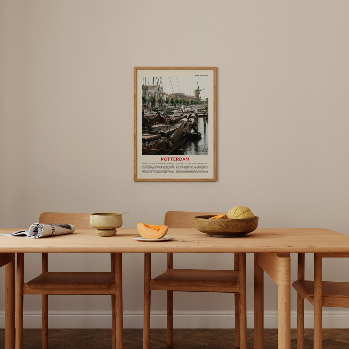 Rotterdam Old Harbor Boats Windmill Film Photo Travel Poster - Image 3