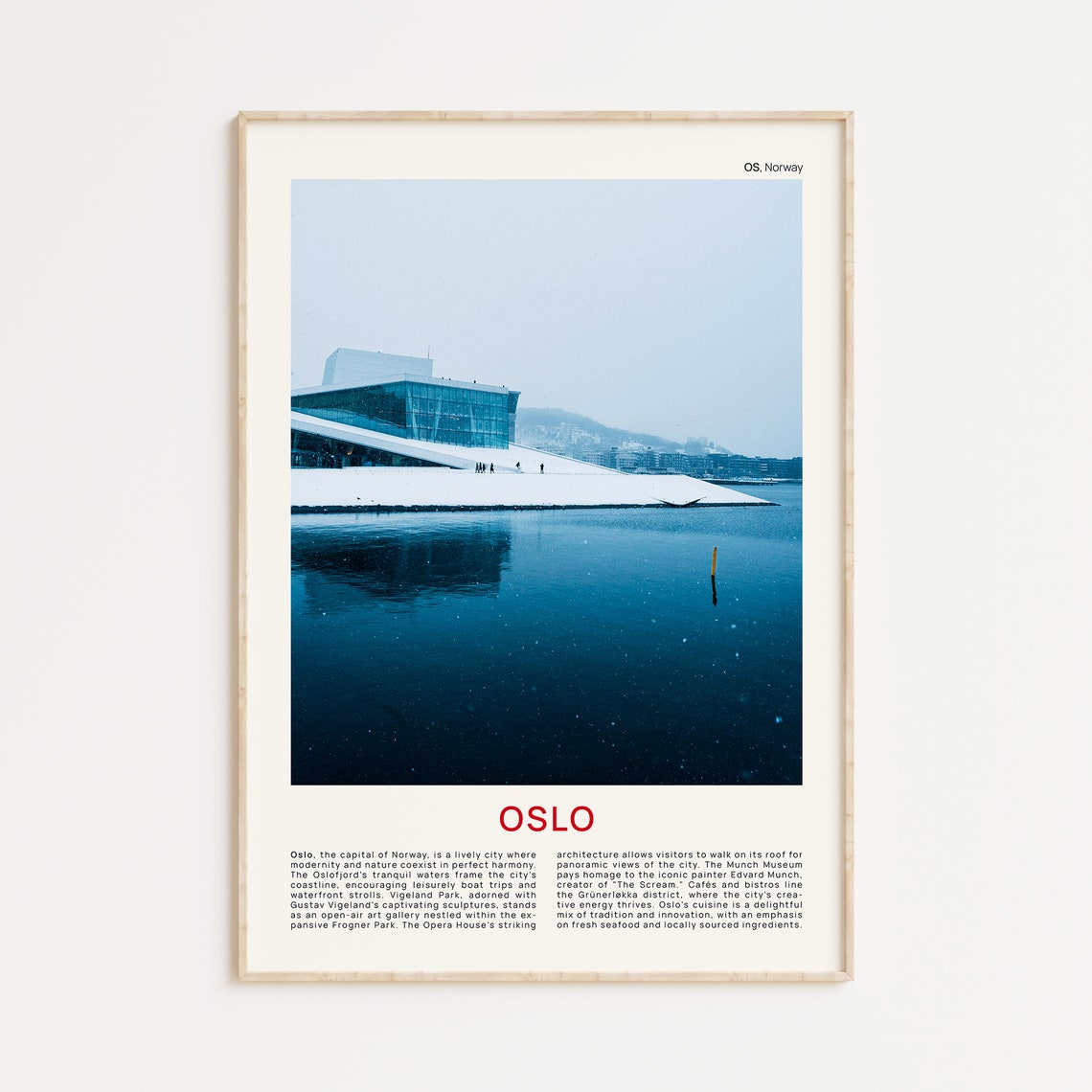 Oslo Norway Opera House Winter Snow Fjords Photo Travel Poster