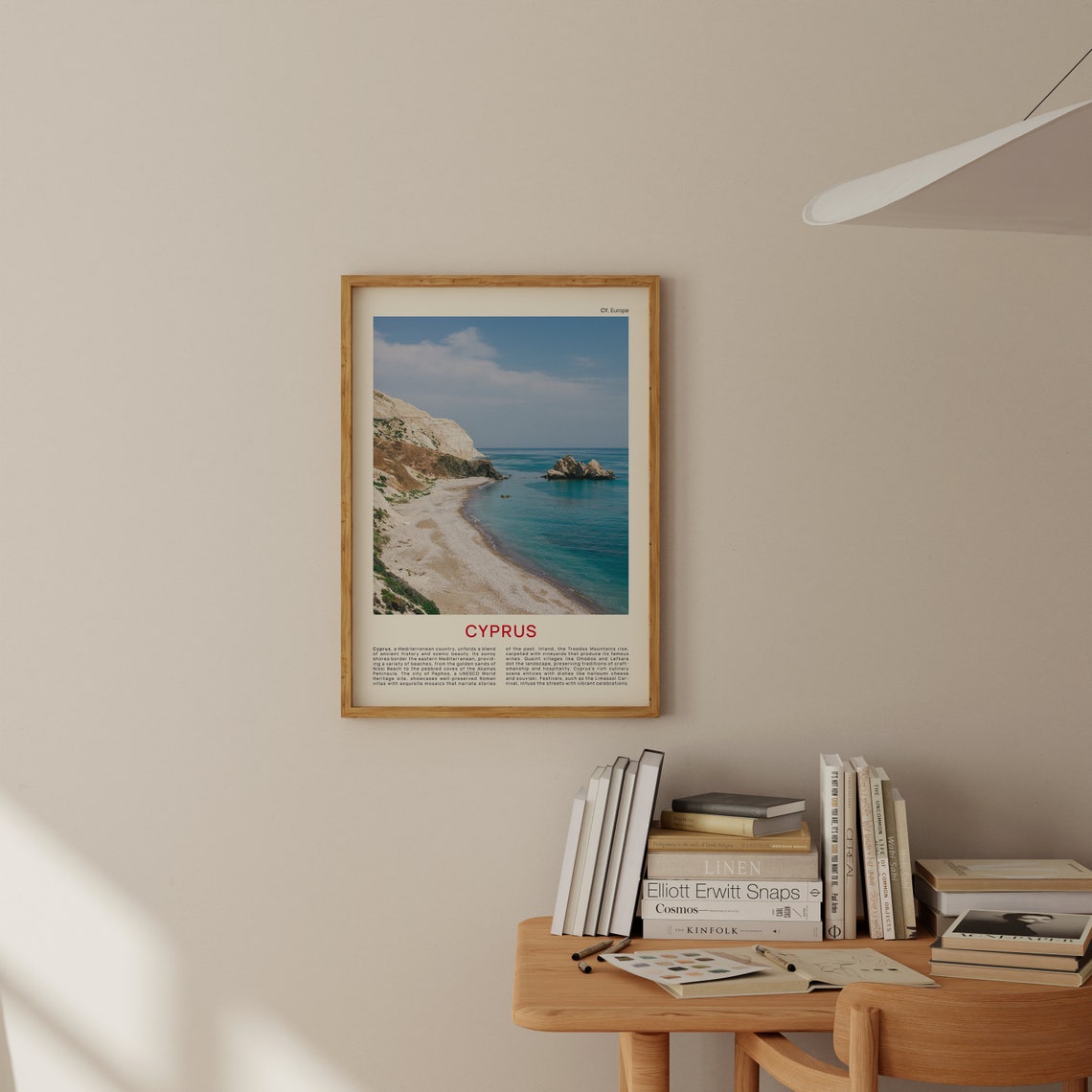 Cyprus White Cliffs Turquoise Beach Film Photo Travel Poster - Image 2