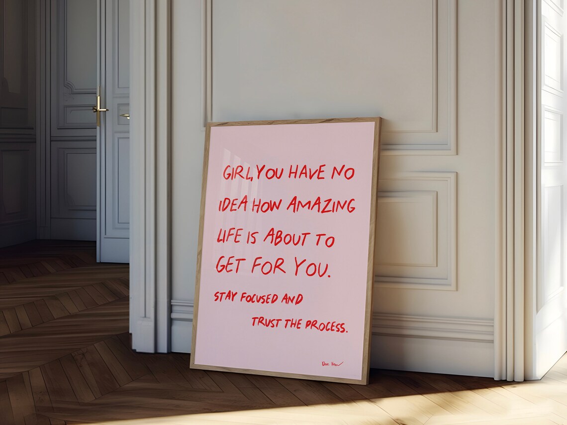Girl You Have No Idea How Amazing Life Is Pink Affirmation Quote Wall Art - Image 4