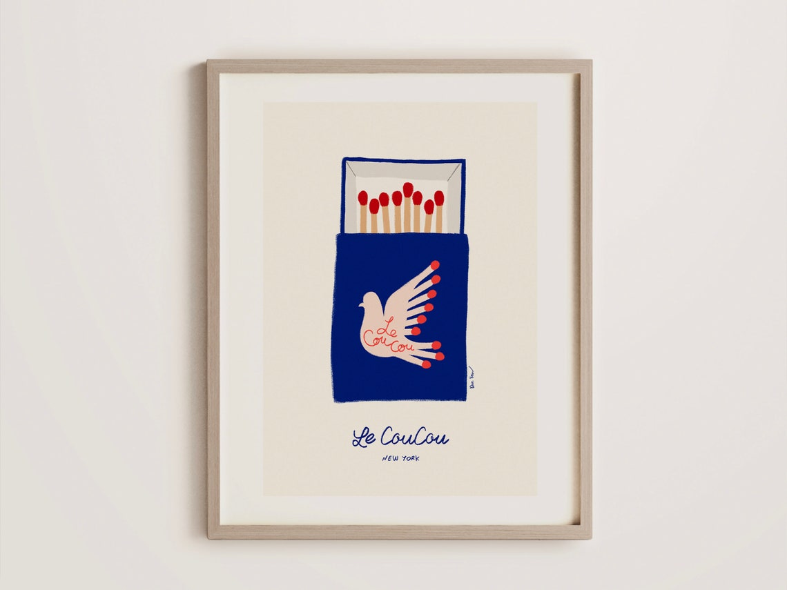 Le Coucou New York Dove Blue Matchbox French Bar Cart Poster - Image 2