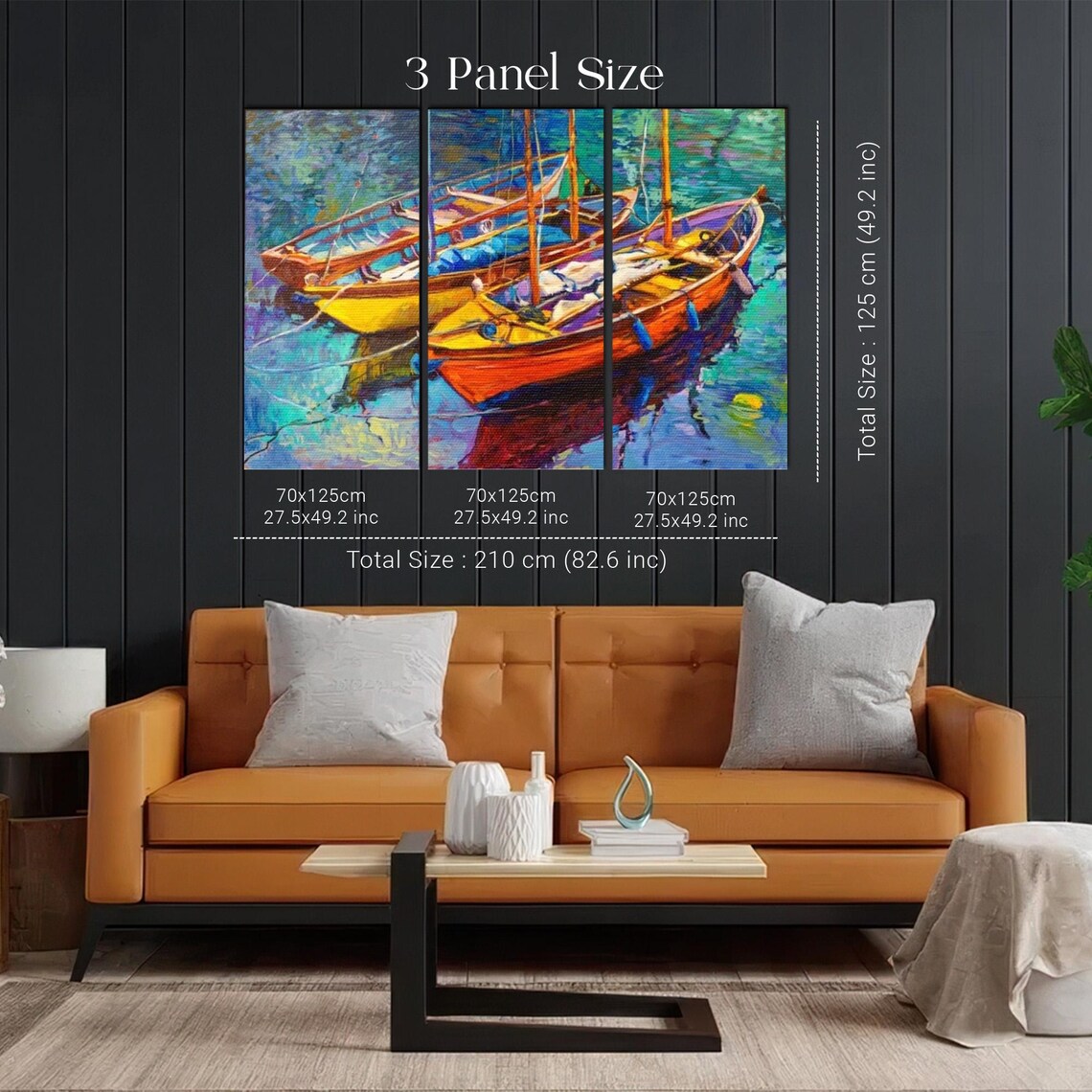 Vibrant Fauvist Sailboats Moored In Colorful Harbor Painting Poster - Image 2