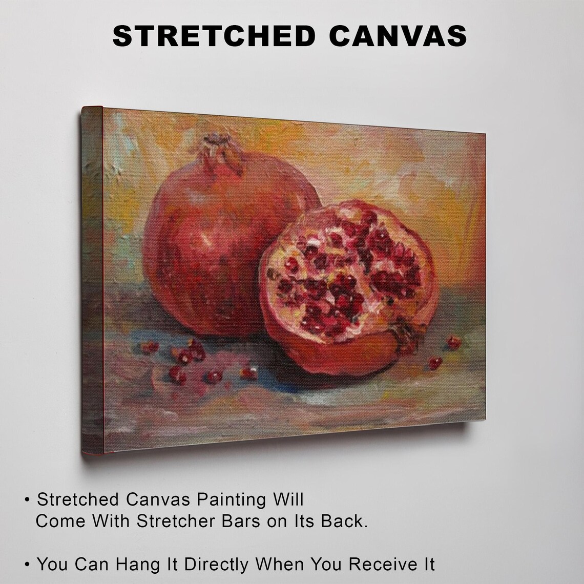 Ripe Red Pomegranate Still Life In Warm Oil Painting Tones Poster - Image 3