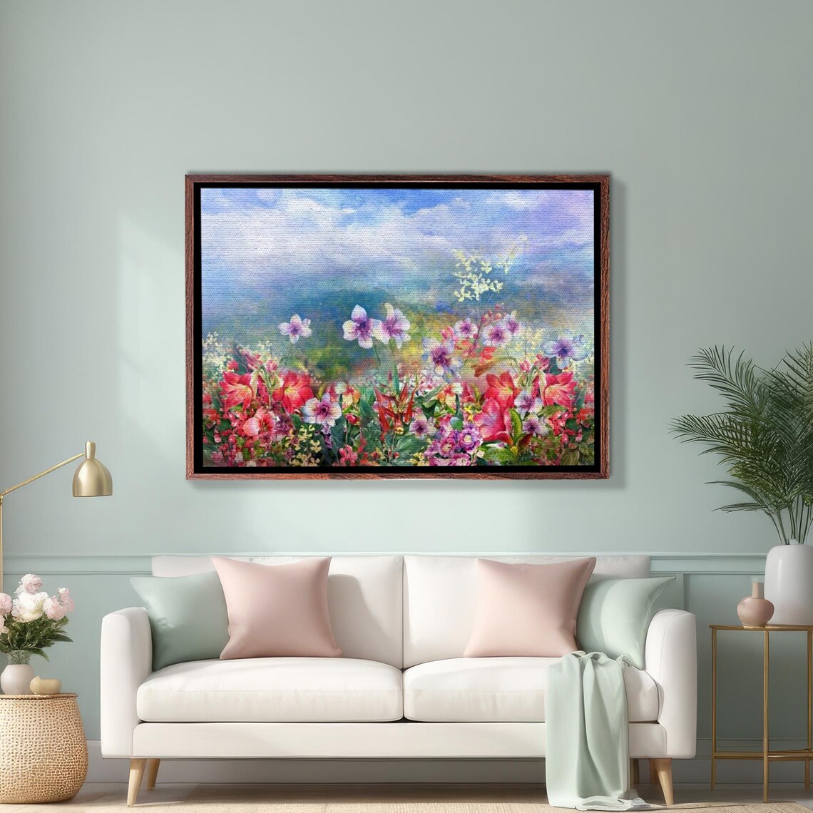 Bright Watercolor Wildflowers Blooming In A Sunny Field Art Poster
