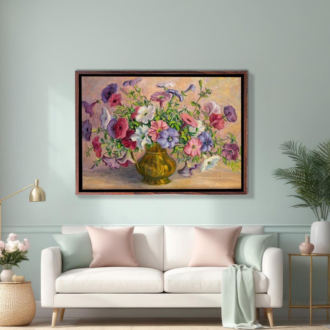 Colorful Wildflower Bouquet In Gold Vase Oil Painting Poster