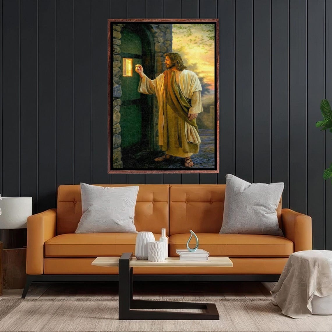 Jesus Christ Knocking at the Door Night Religious Art Poster - Image 2