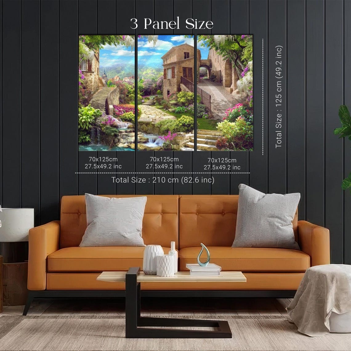 Old Stone Village Waterfall Stream Flower Garden Italy Poster - Image 2