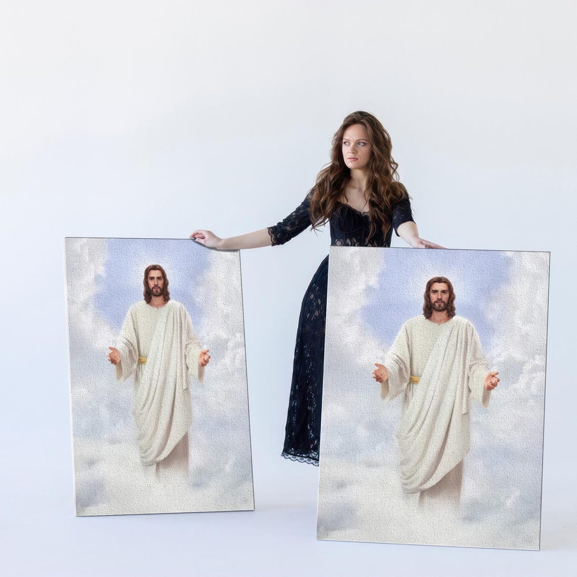 Jesus Christ In White Robes Among The Clouds Faith Art Poster - Image 5