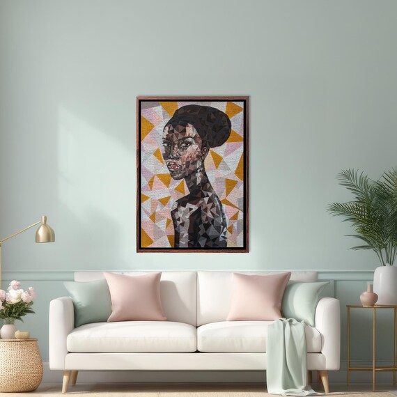 African Woman Decorative Wall Print Housewarming Gift Framed Portrait Wall Decor Modern Portrait Art
