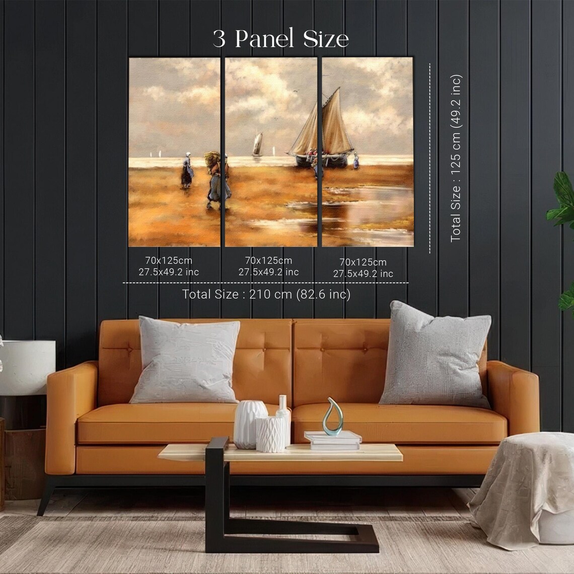 Fishermen On The Beach With Sailing Boats Oil Painting Poster - Image 2