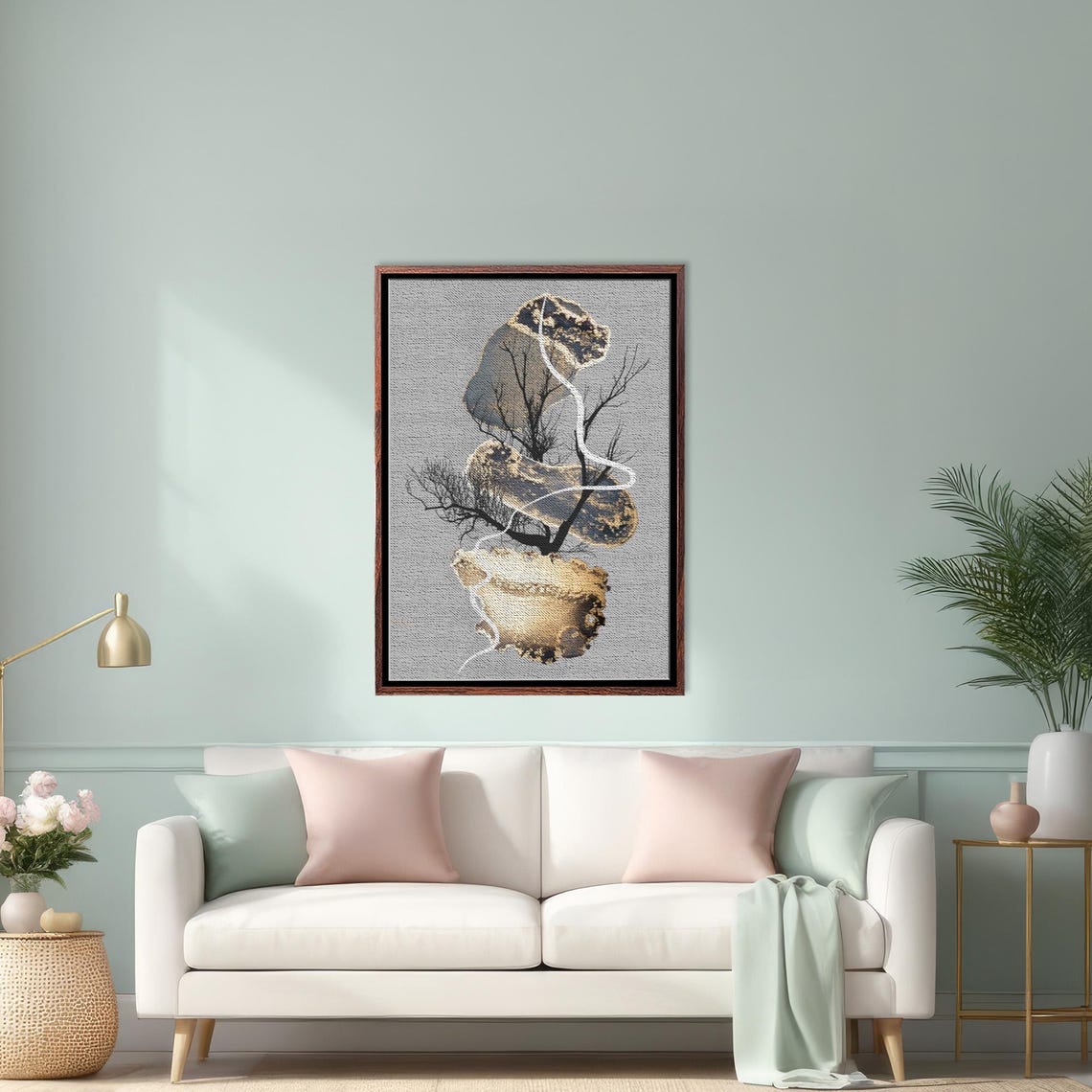 Decorative Painting With Abstract Patterns In Geometric Form Housewarming Gifts Framed Wall Art Minimal Wall Art