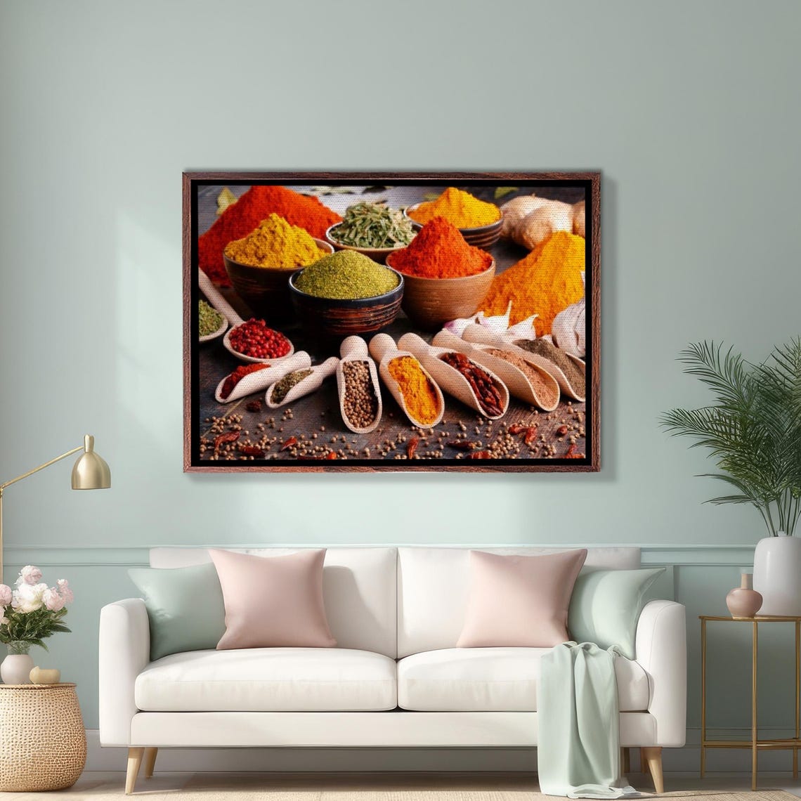 Colorful Spice Bowls Turmeric Paprika Rustic Kitchen Decor Poster