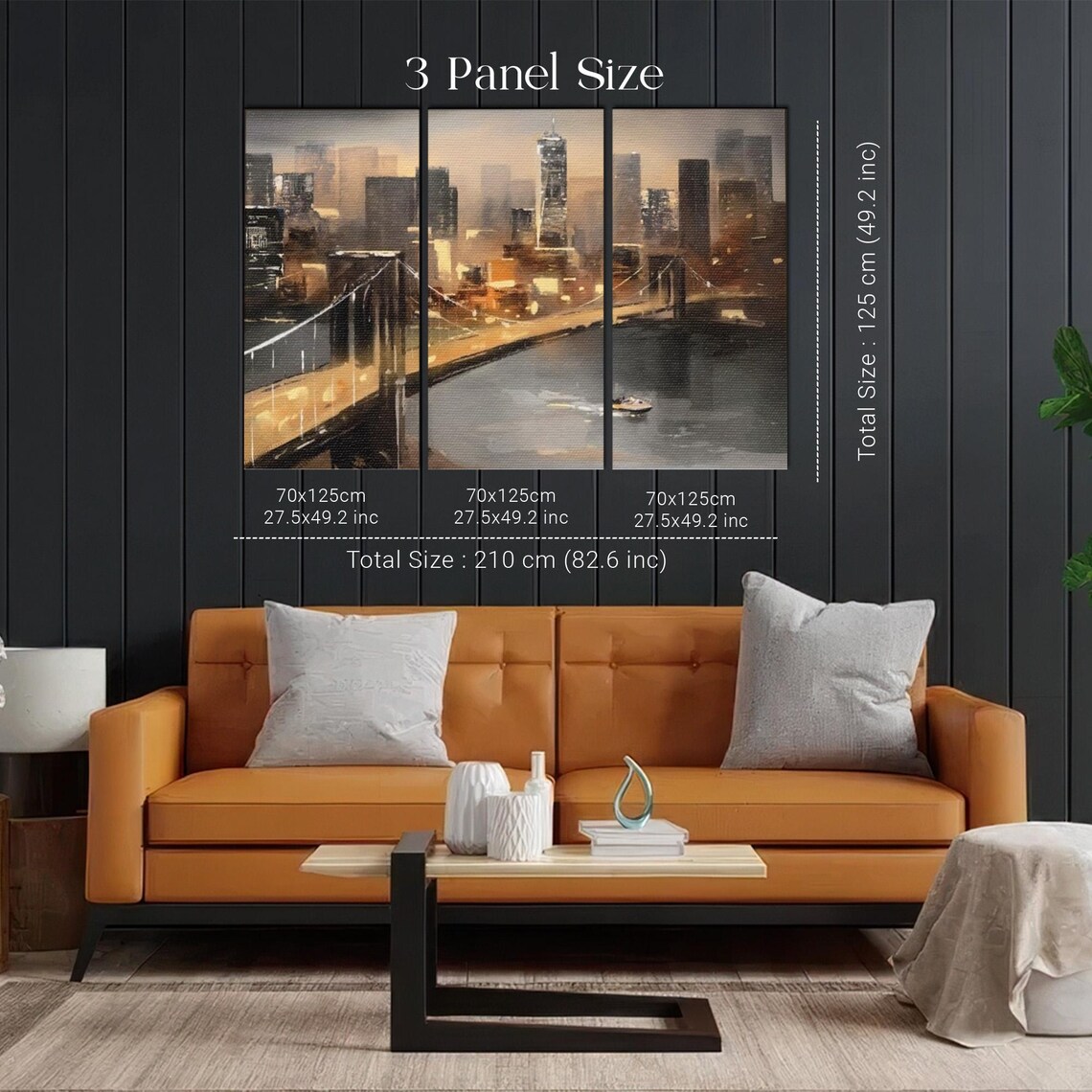 New York City Bridge Spanning the River Evening Skyline View Poster - Image 2