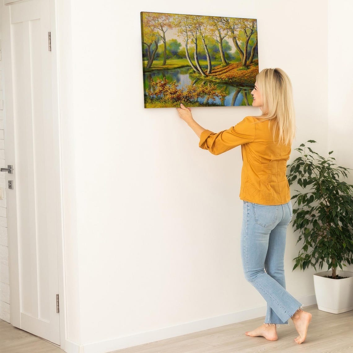 River View Oil Painting Style Decorative Wall Art Nature Wall Decor Landscape Wall Table Nature Art - Image 5