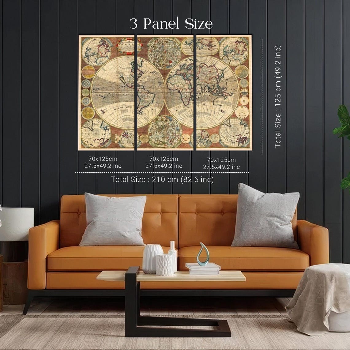 Vintage Double Hemisphere World Map Antique Cartography Poster - Image 2