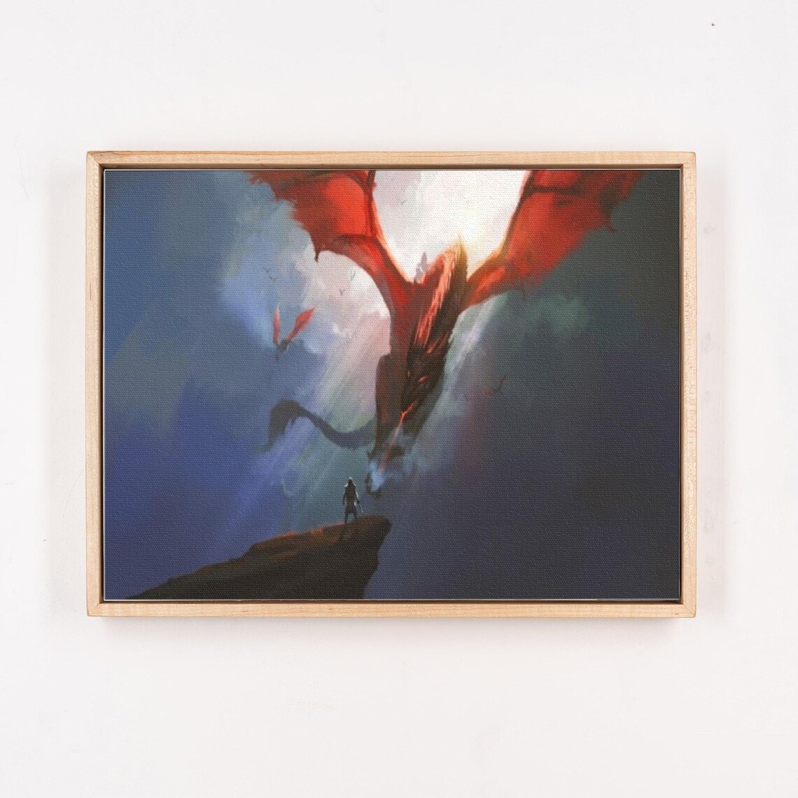 Warrior On The Dragons Brow Painting Surreal Modern Wall Decor Surreal Print Housewarming Gift Framed Wall Art - Image 4
