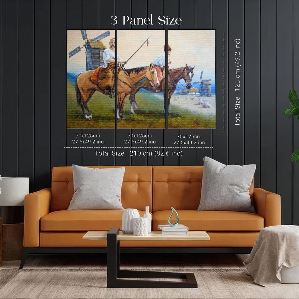 Cossack Horsemen With Lance Riding Past Windmills Steppe Poster - Image 2