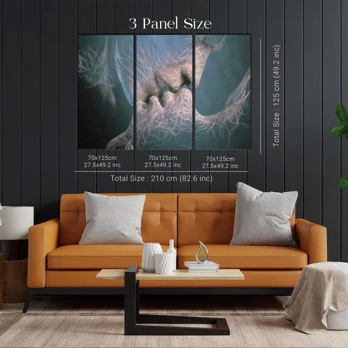 Intimate Couple Kiss In Abstract Thread Style Romantic Love Poster - Image 2