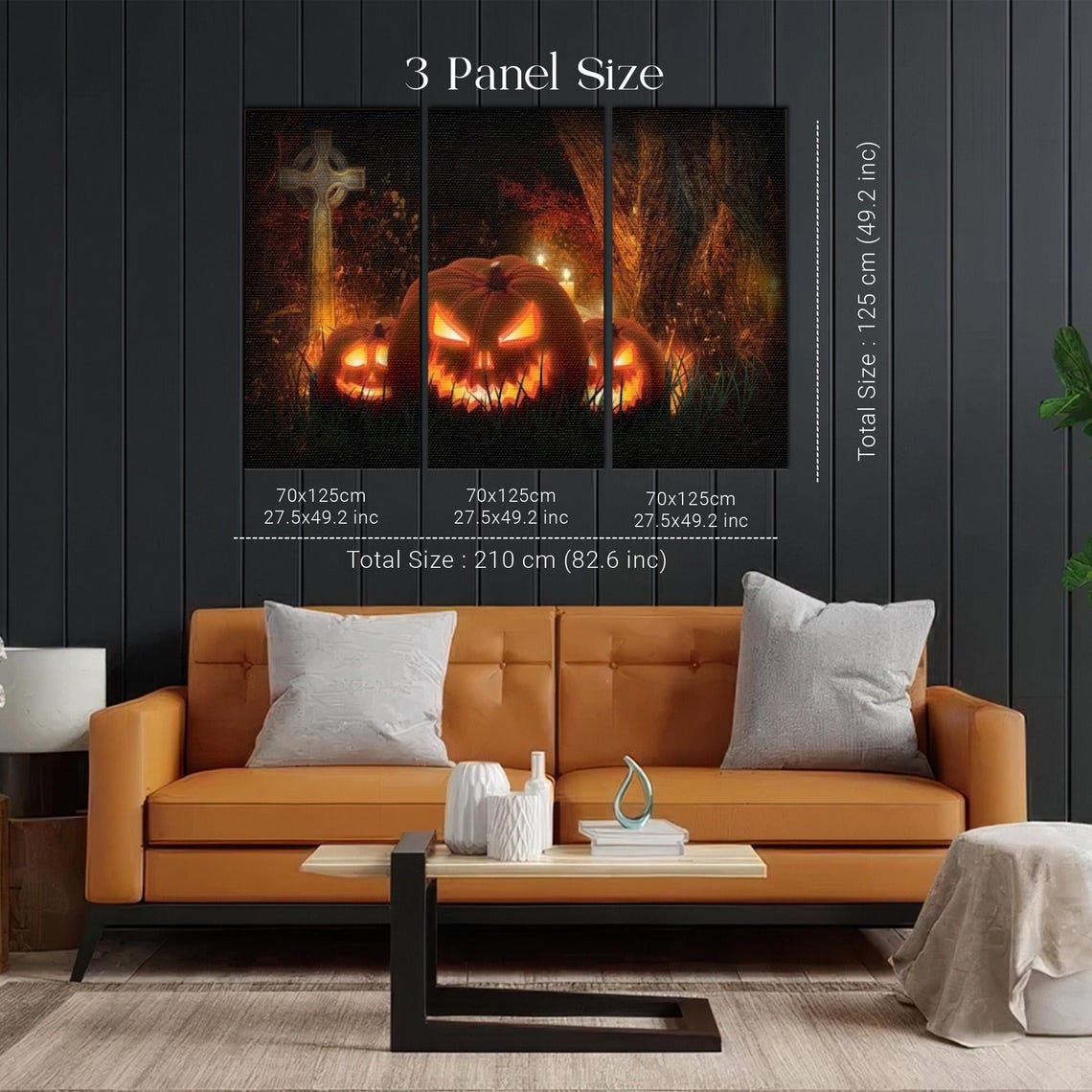 Scary Jack-O-Lanterns In Dark Graveyard At Night Halloween Poster - Image 2